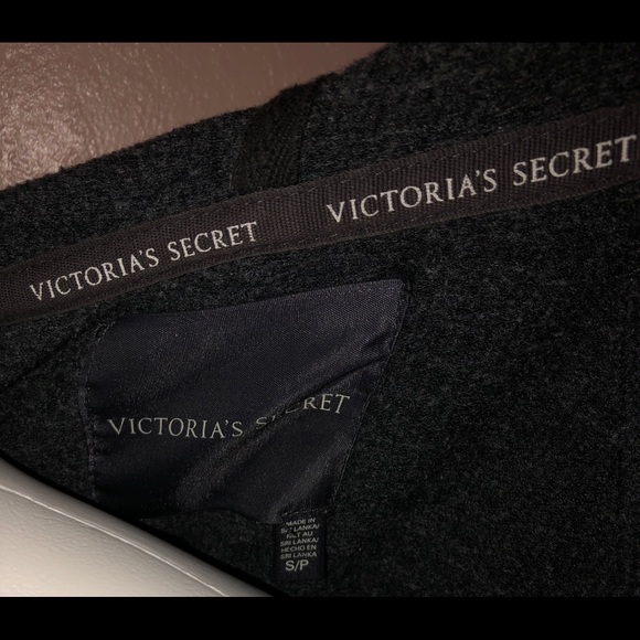 Victoria Secret charcoal grey hoodie with gold sequin bling angel wings - Picture 5 of 11